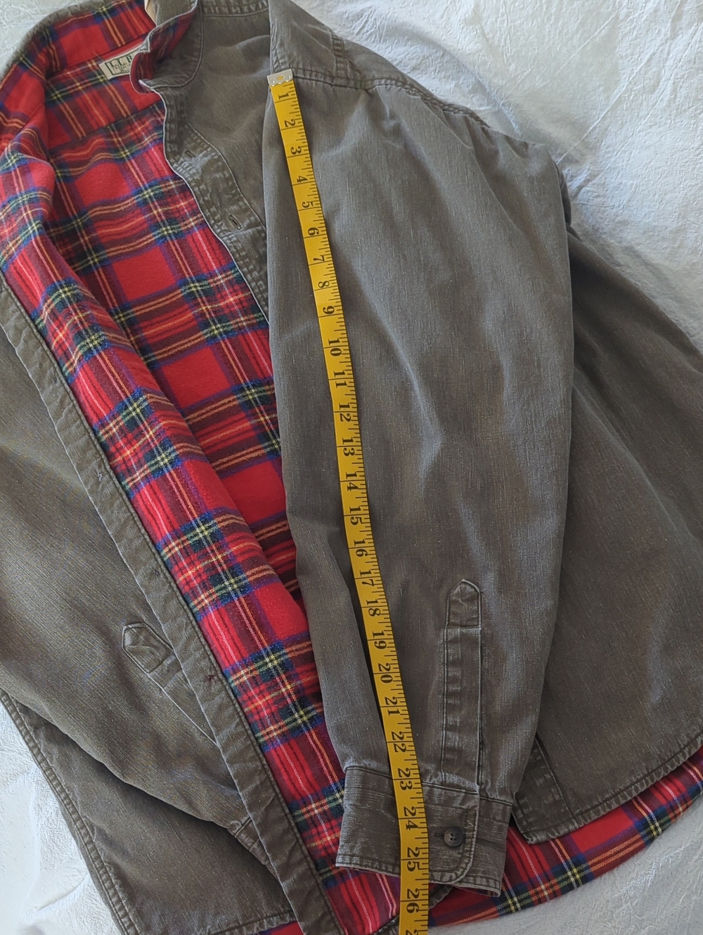 Vintage L.L. Bean Flannel Lined Canvas Hurricane Shirt Jacket Men L Made in USA - Picture 6 of 9